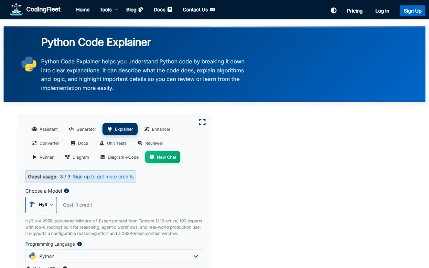 Codingfleet — Code explainer page