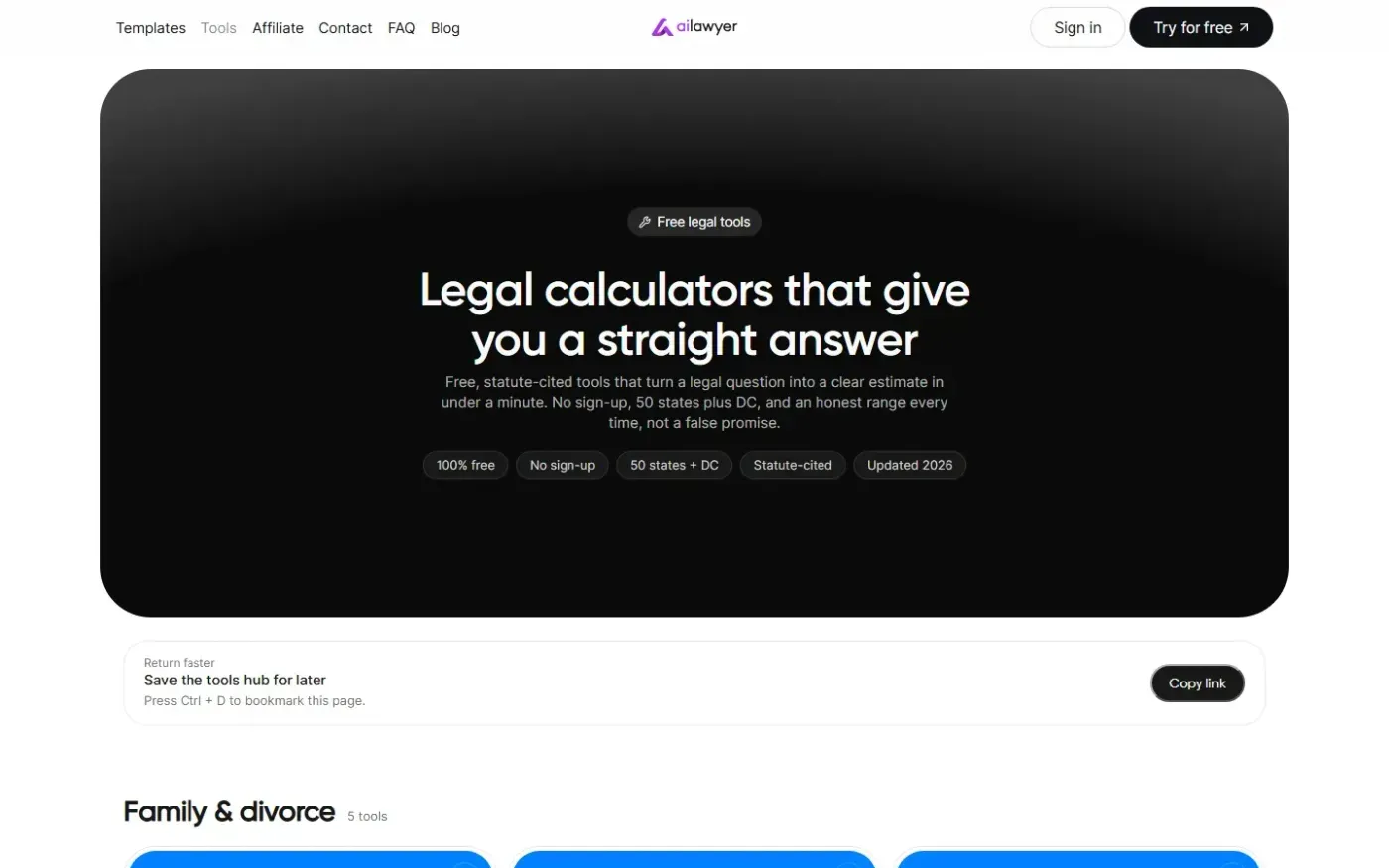 Ailawyer — Tools page