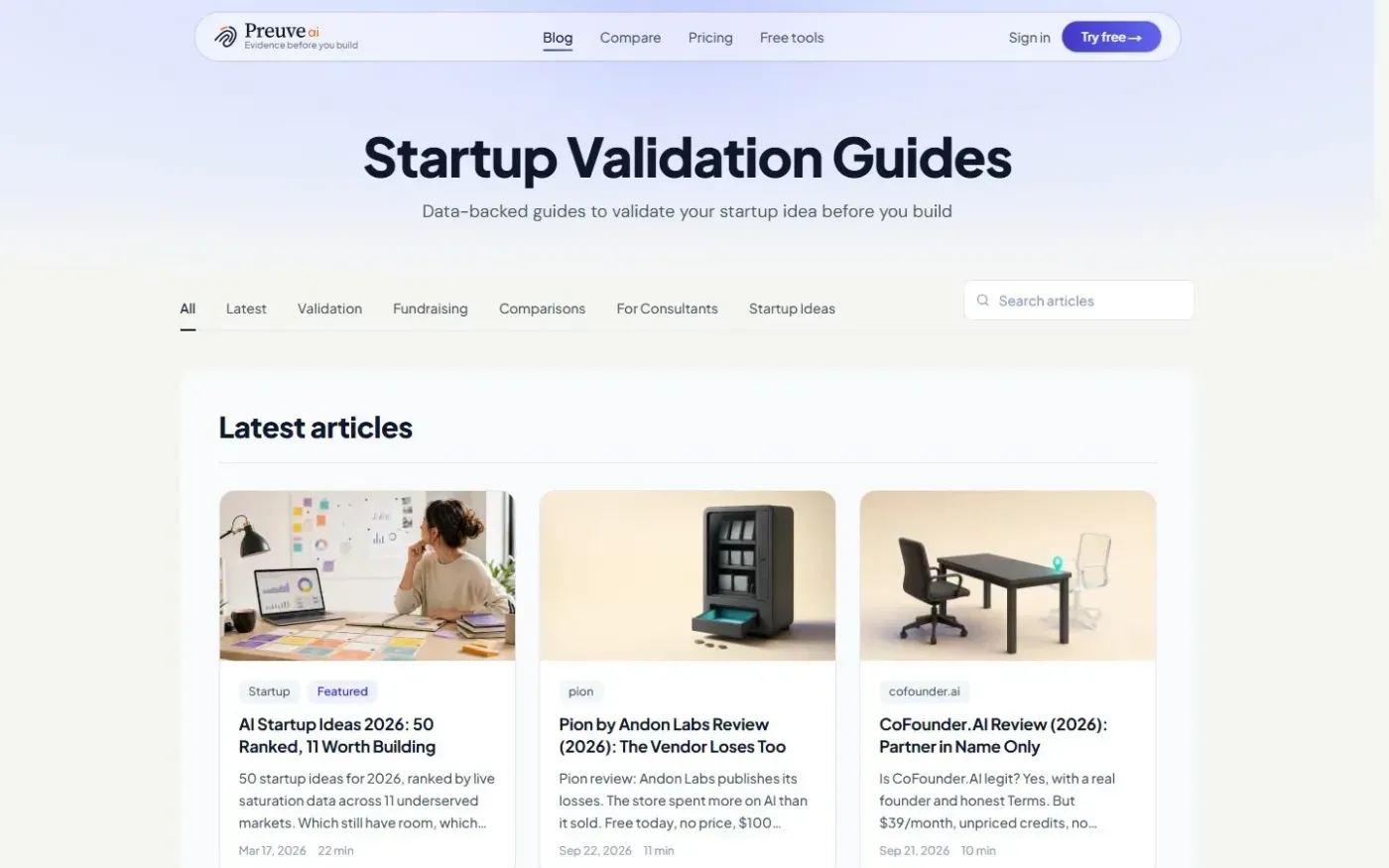 Preuve — Blog page