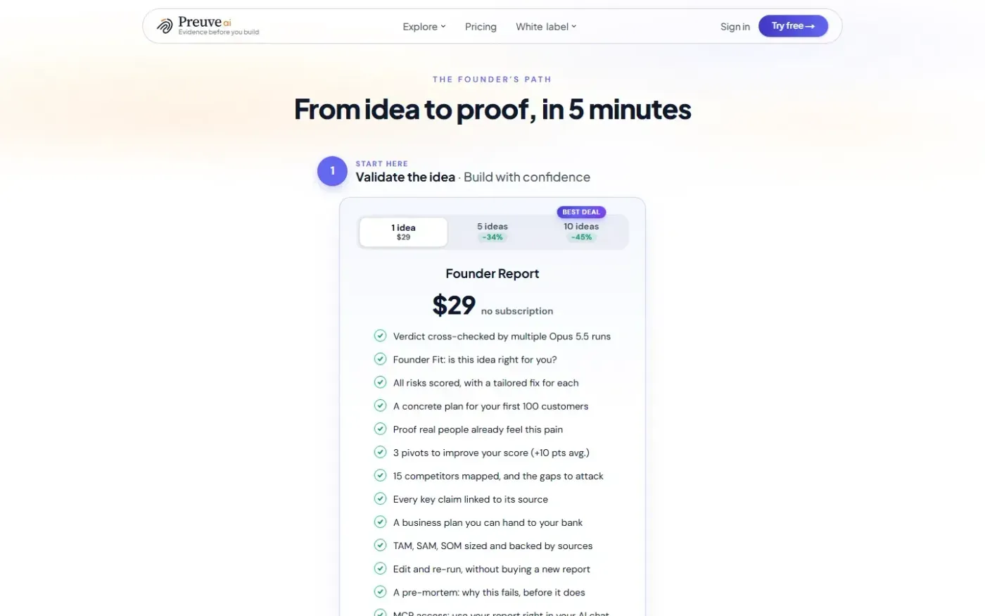 Preuve — Pricing page