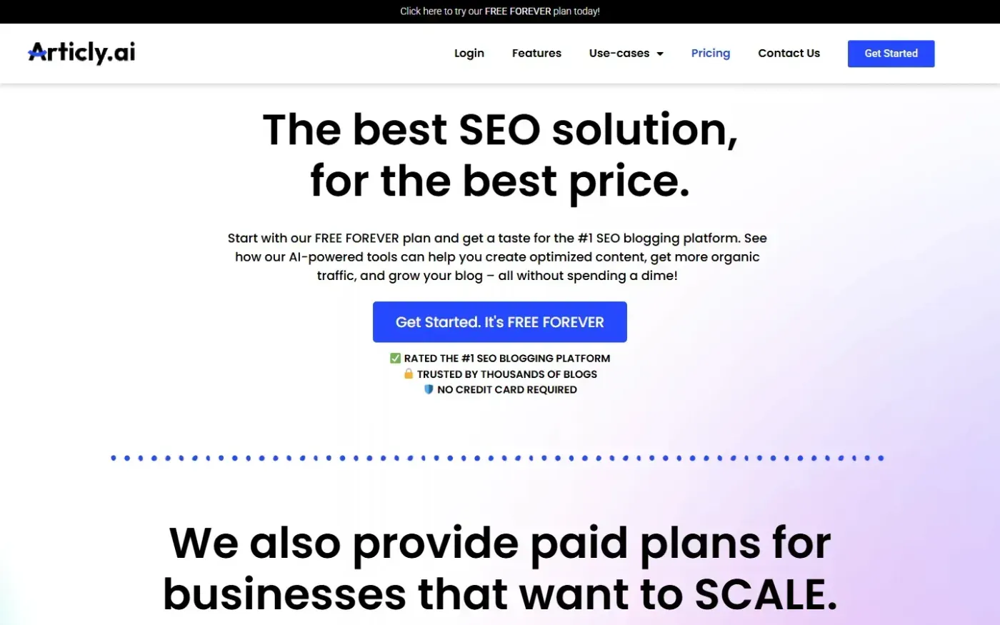 Articly — Pricing page
