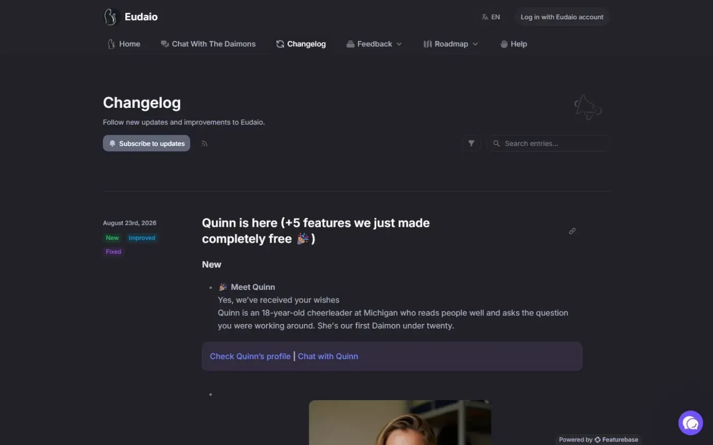 Eudaio — Changelog page