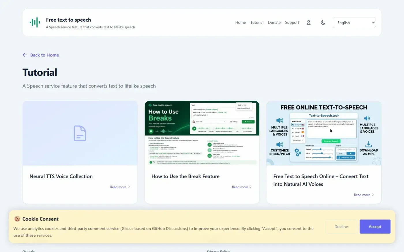 Text-to-speech — Articles page