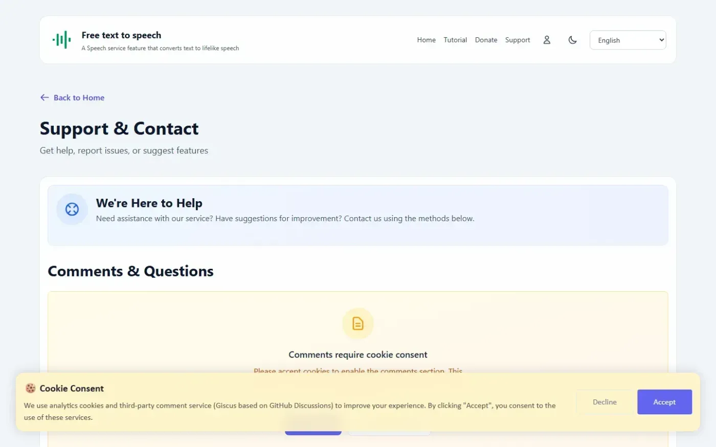 Text-to-speech — Support page