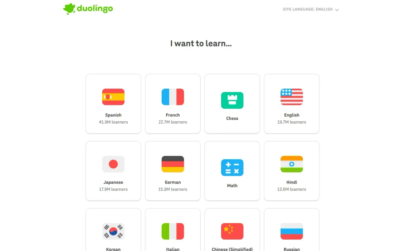 Duolingo — Register page