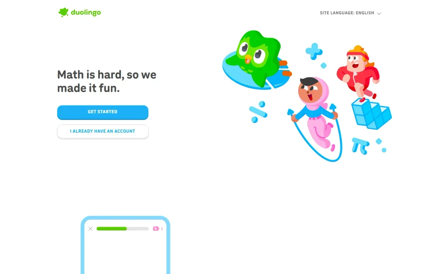 Duolingo — Math page
