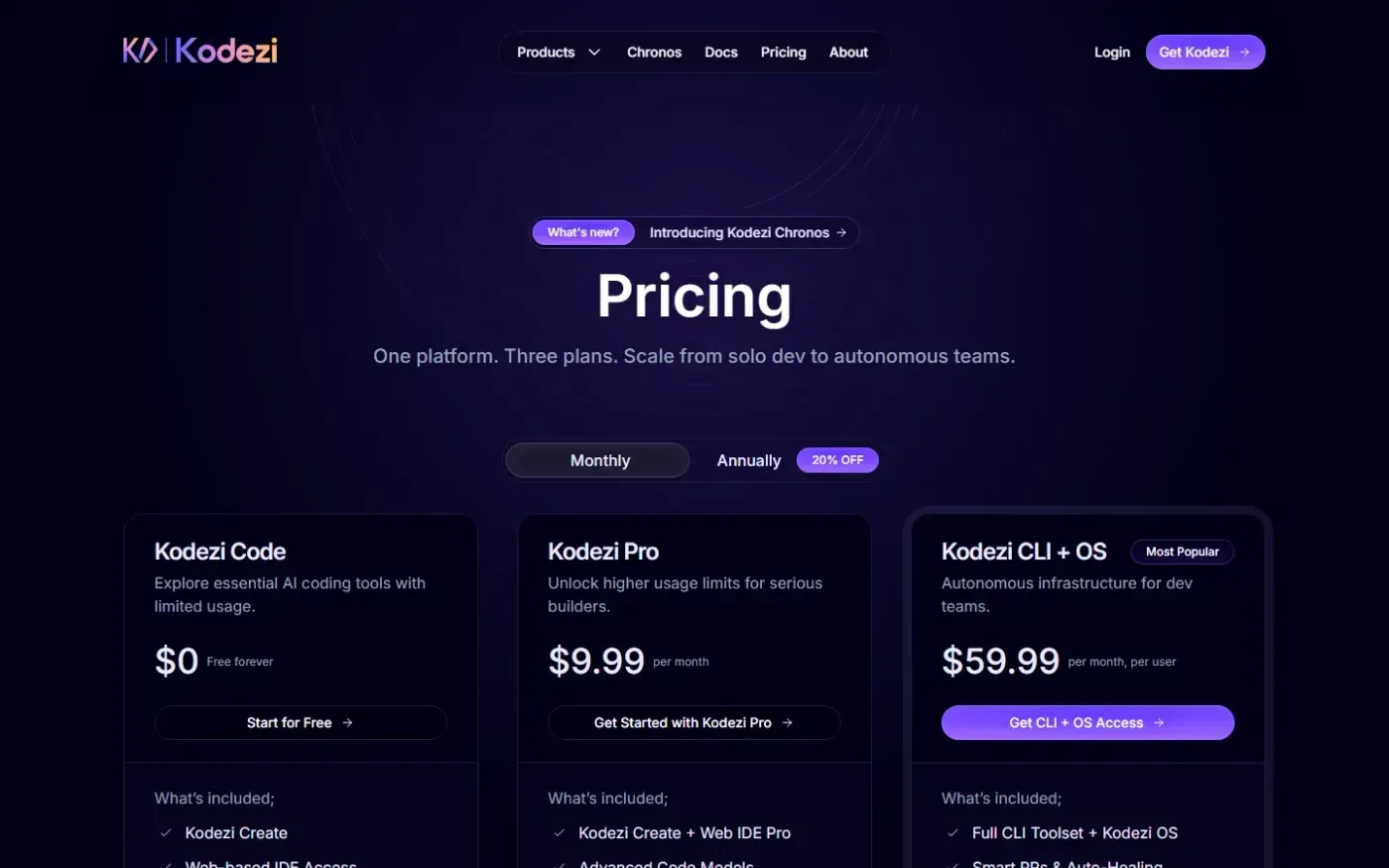 Kodezi — Pricing page