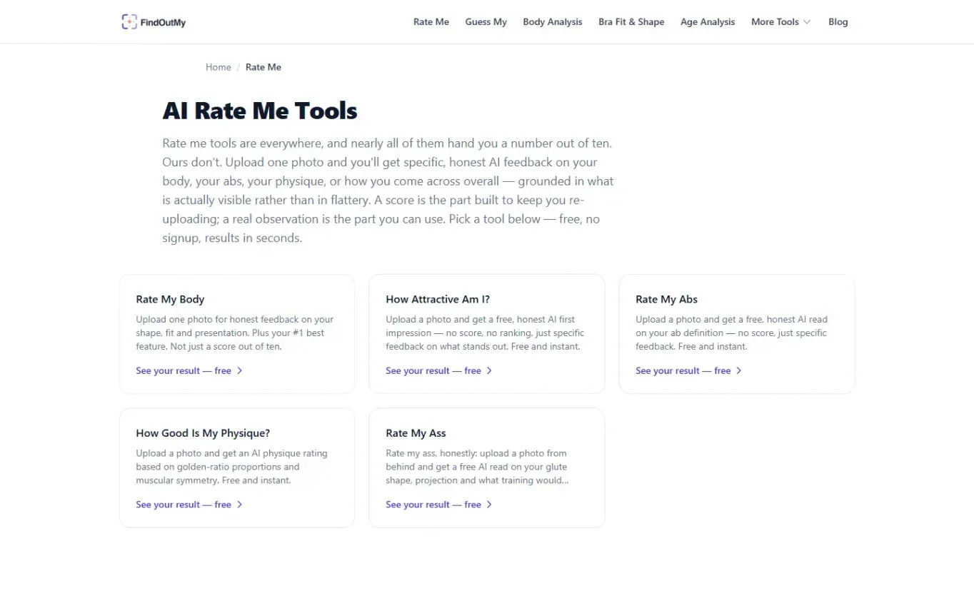 Findoutmy — Rate me page
