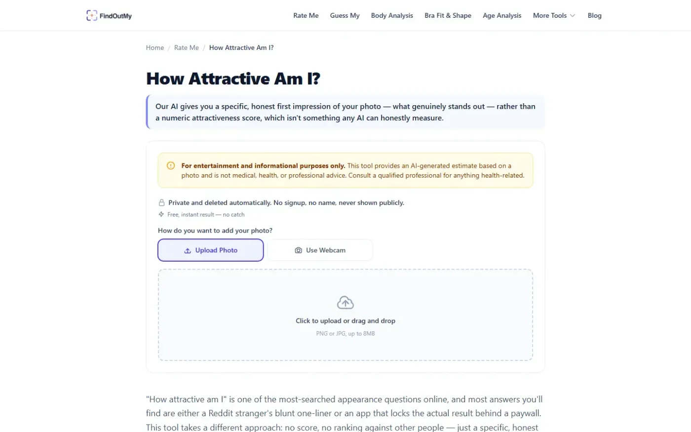 Findoutmy — Rate me page