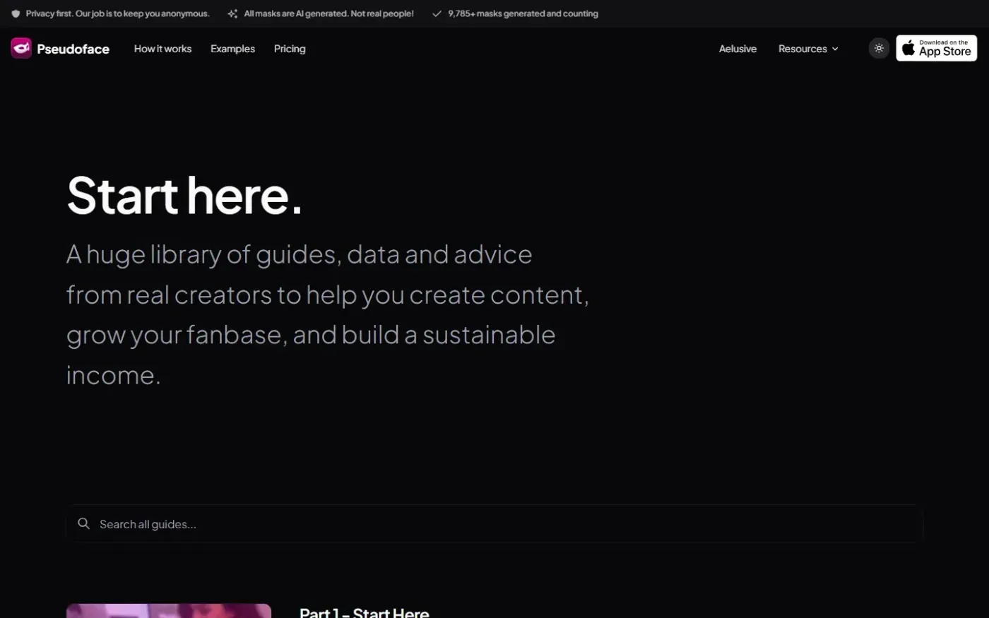 Pseudoface — Guides page