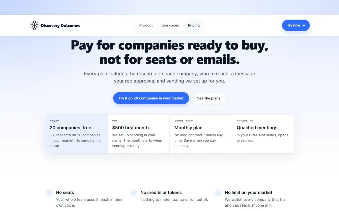 Discoveryoutcomes — Pricing page