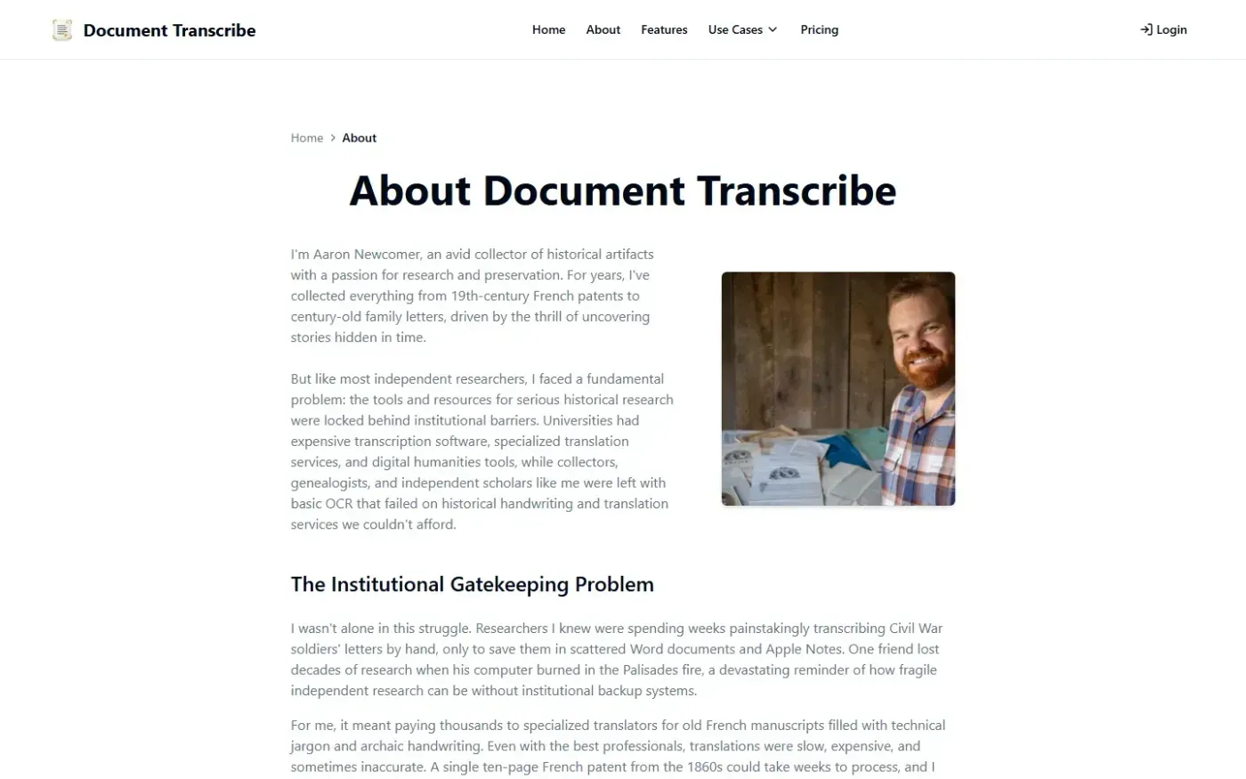 Documenttranscribe — About page