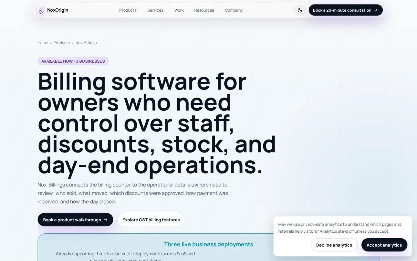 Noxorigin — Products page