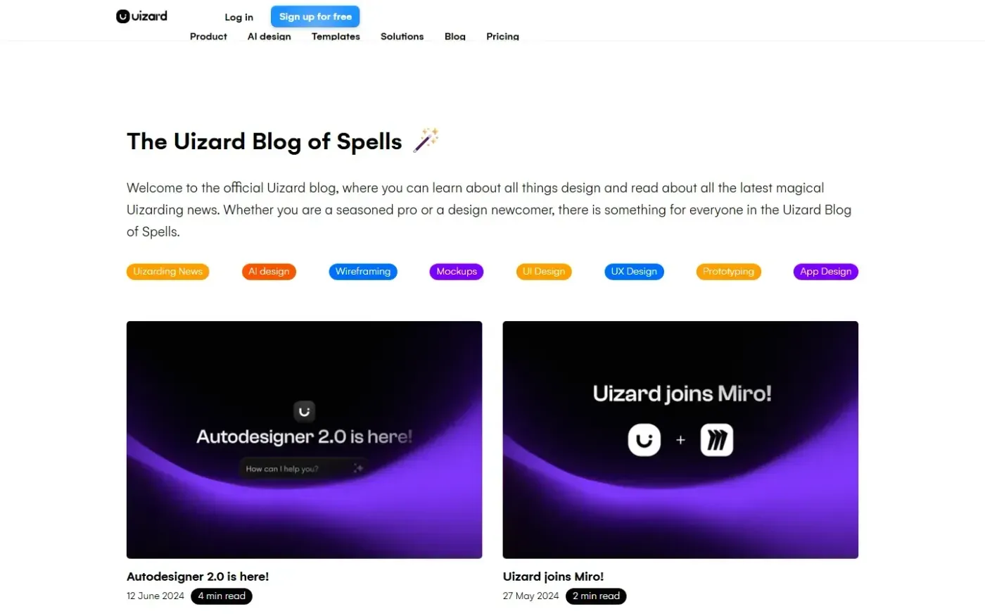Uizard — Blog page