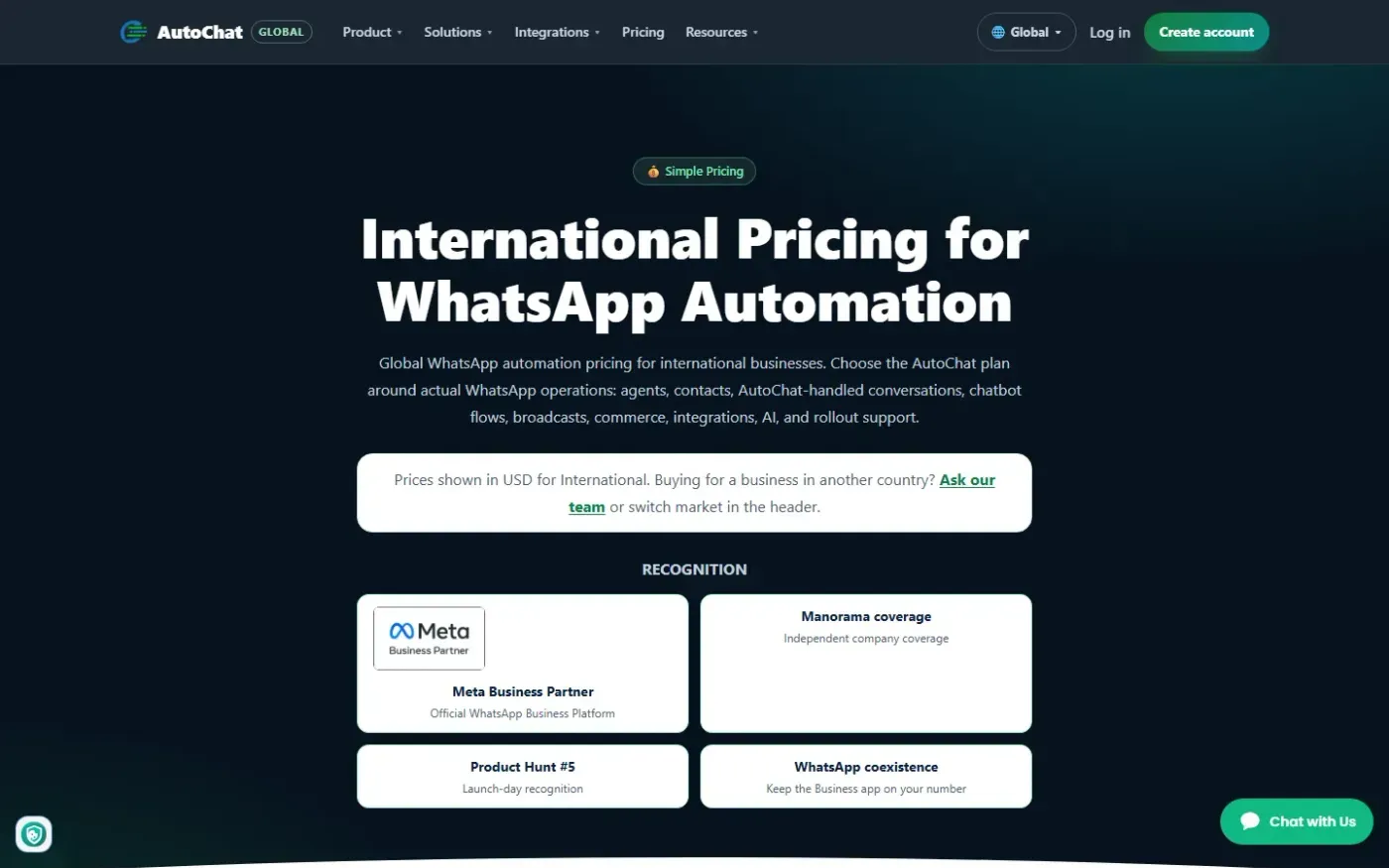 Autochat — Pricing page