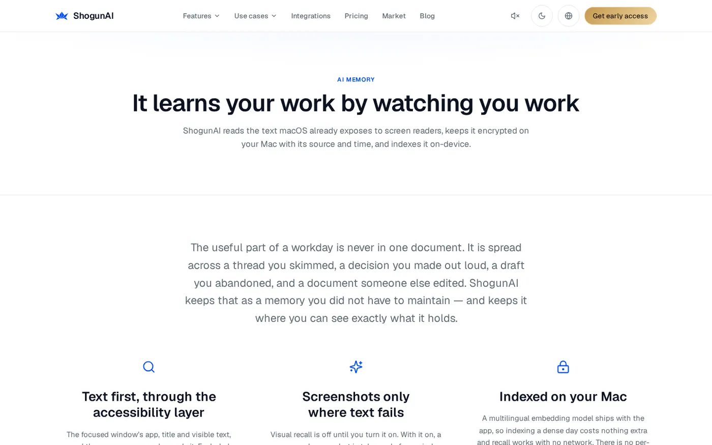 ShogunAI — Your personal AGI on your PC. Built to finish real work. — Features page