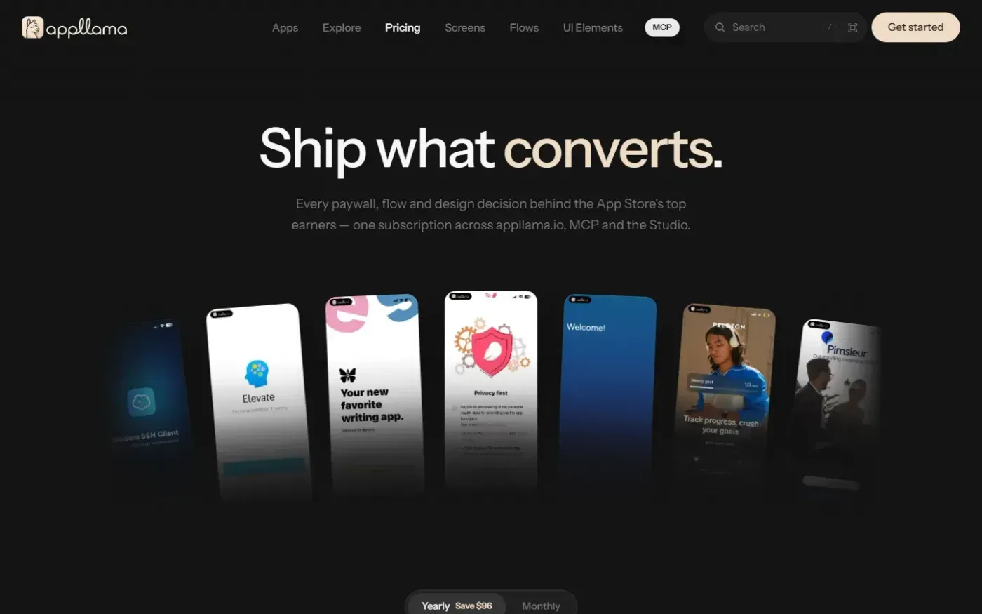 Appllama — Study 25,000+ screens from top-earning iOS apps — Pricing page