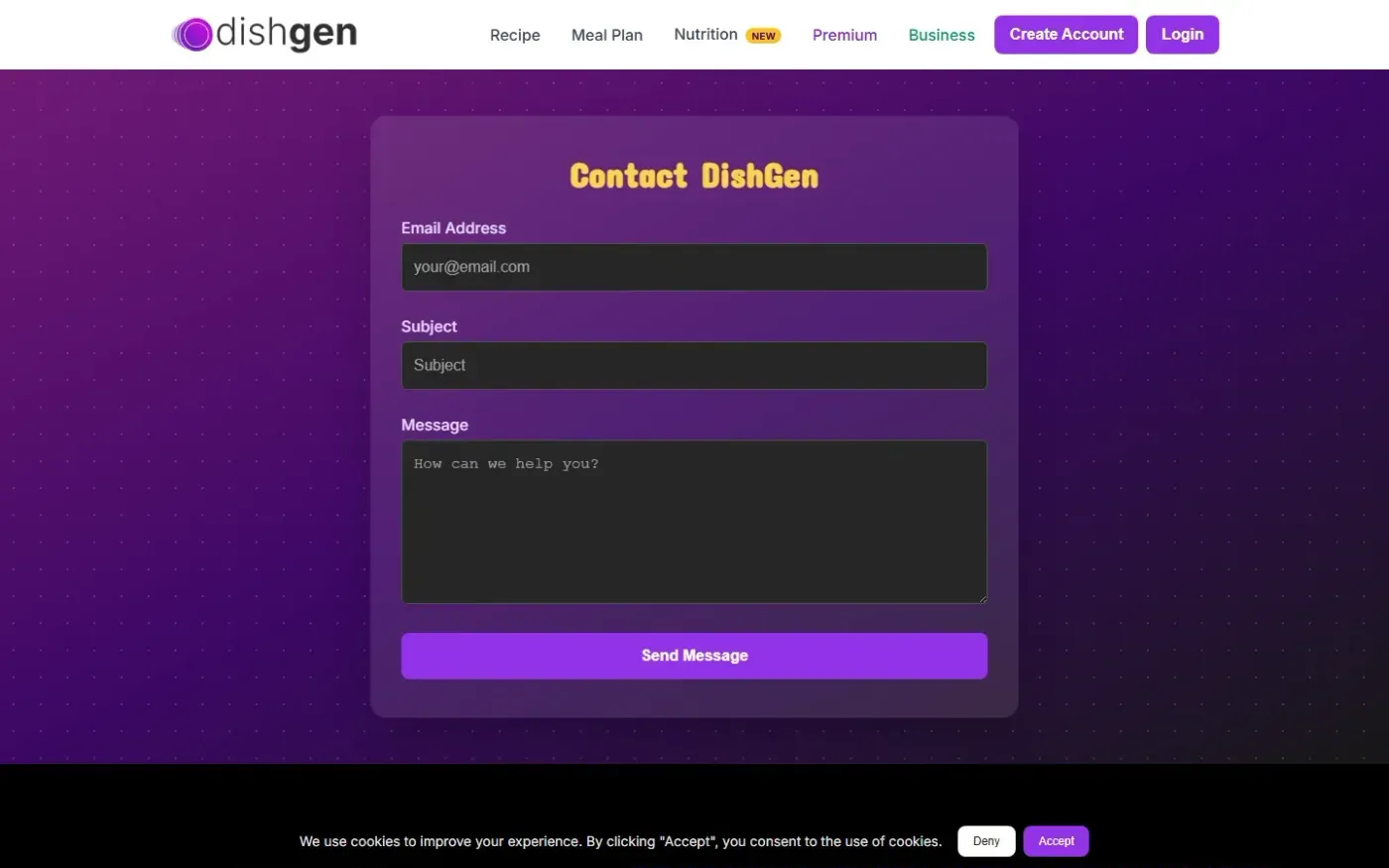 Dishgen — Contact page