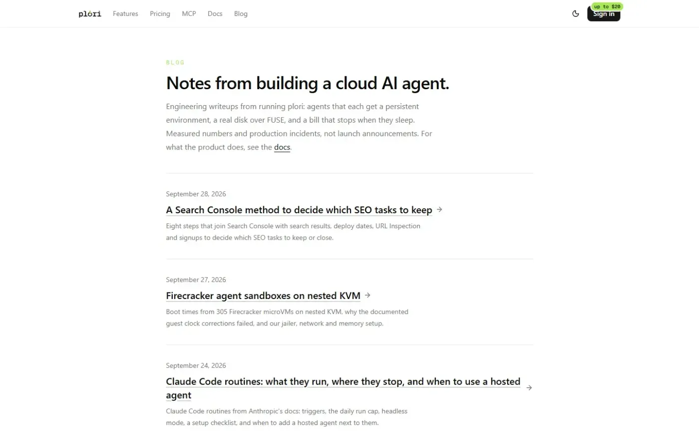 Plori — Blog page