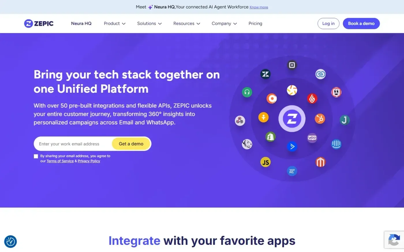 Zepic — Integrations page