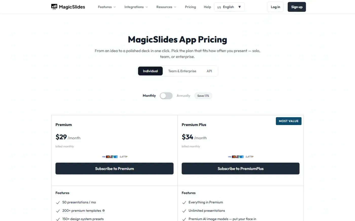 Magicslides — Pricing page