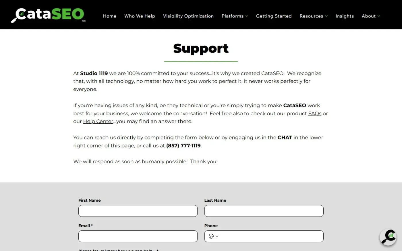 Cataseo — Support page