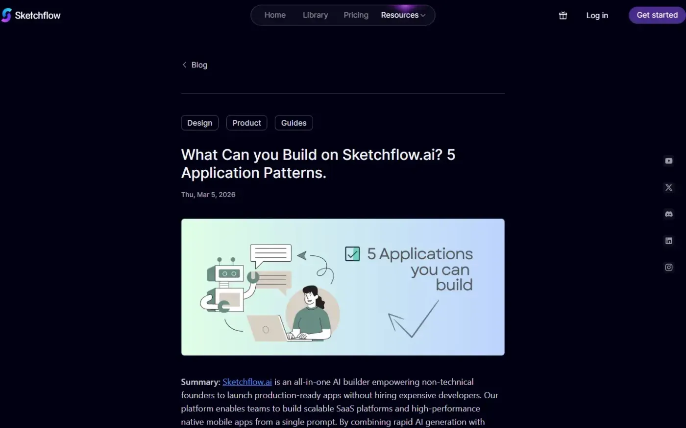 Sketchflow — Blog page