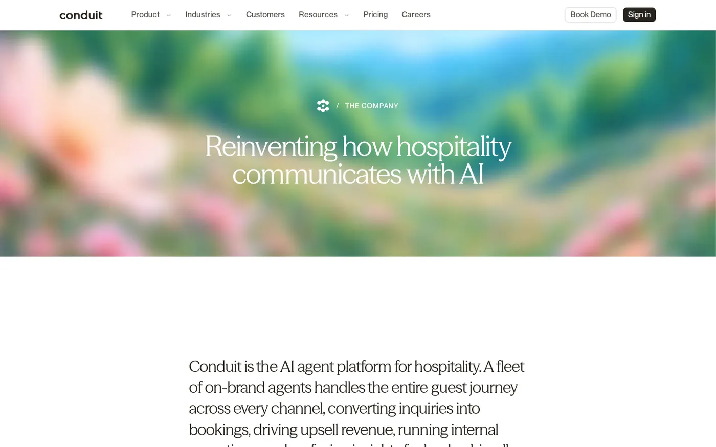 Conduit — AI agents purpose-built for Hospitality — Company page