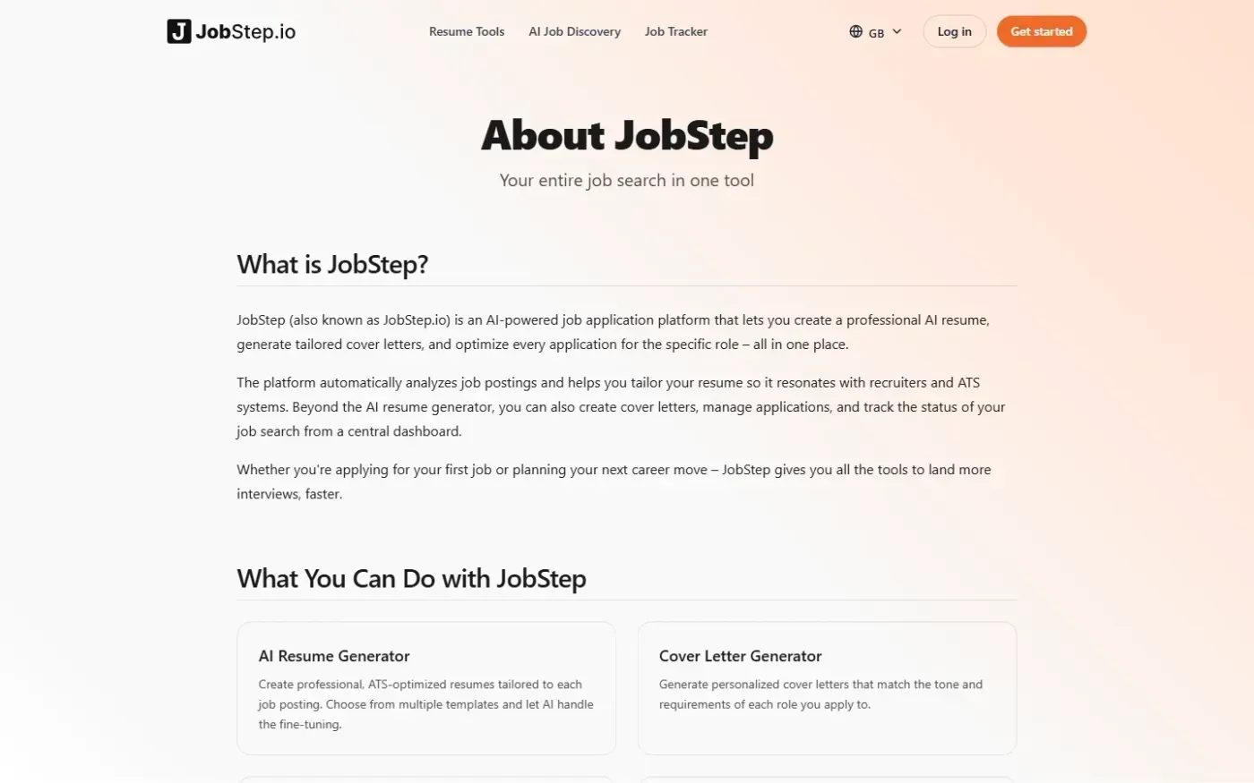 Jobstep — About page