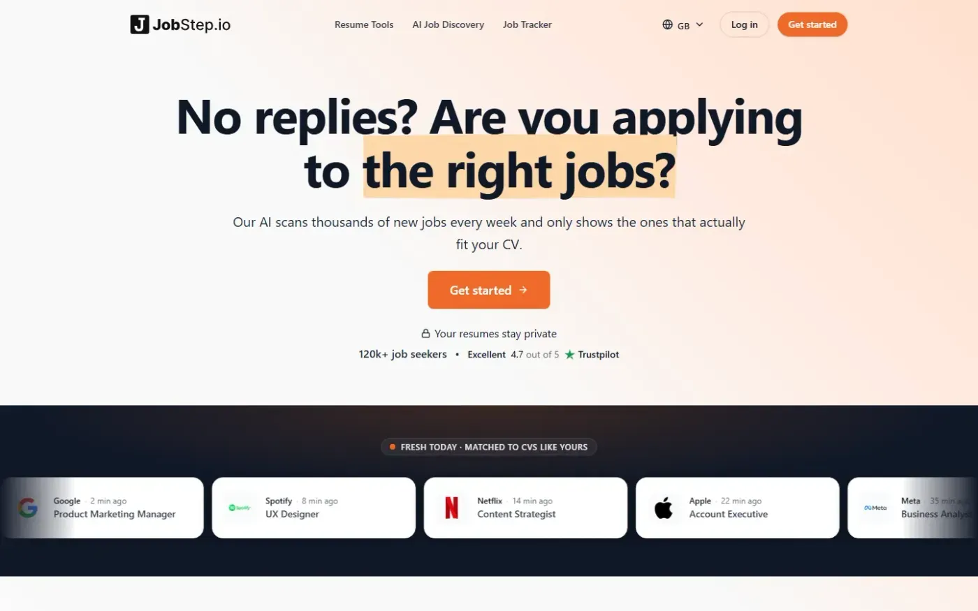 Jobstep — Ai job discovery page