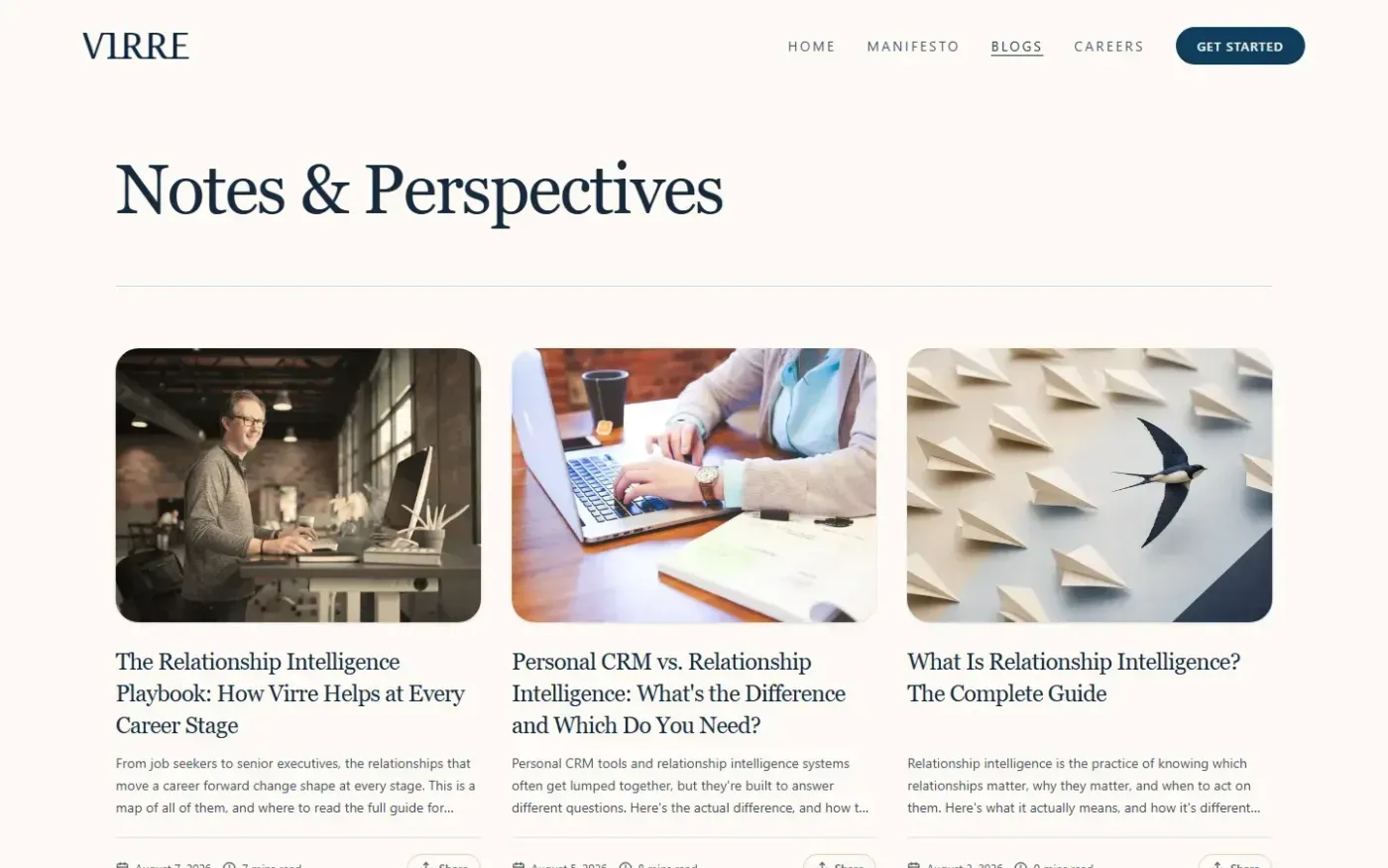 Virre — A private relationship system for your career and network. — Blog page