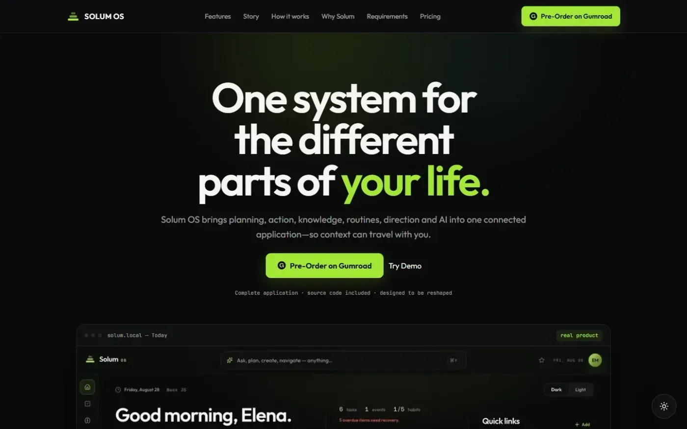 Getsolumos — Features page