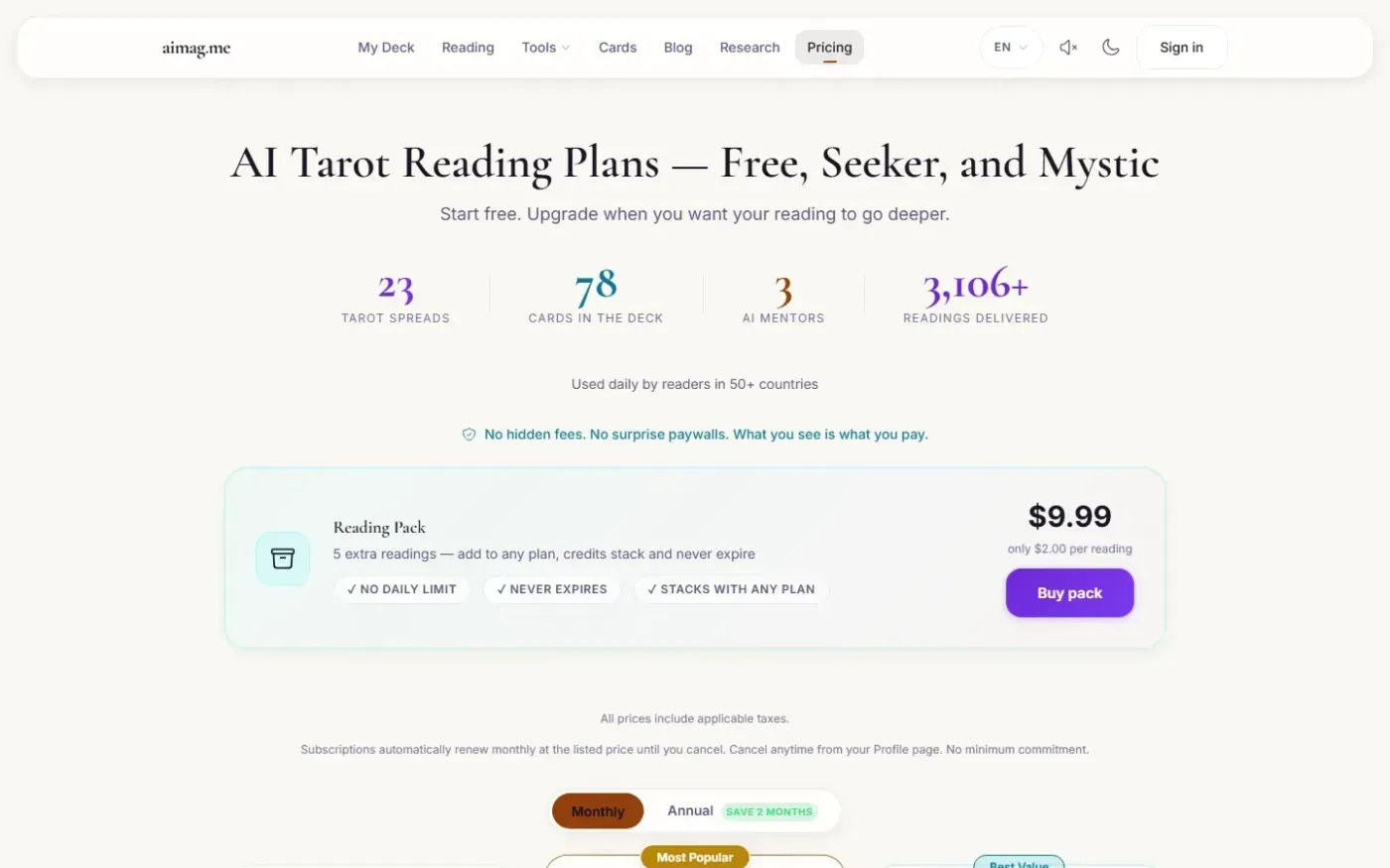 Aimag — Pricing page
