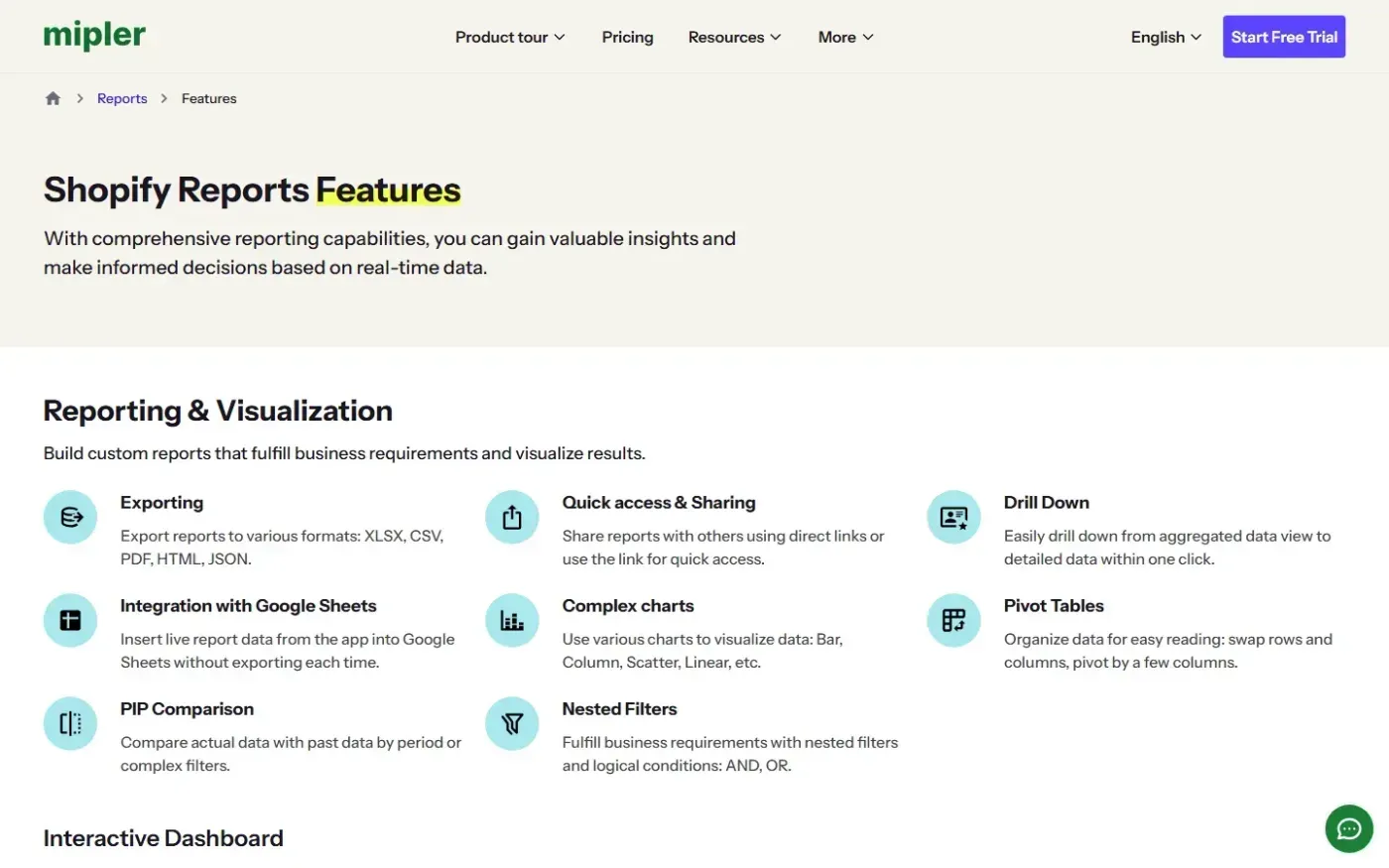 Mipler — Features page