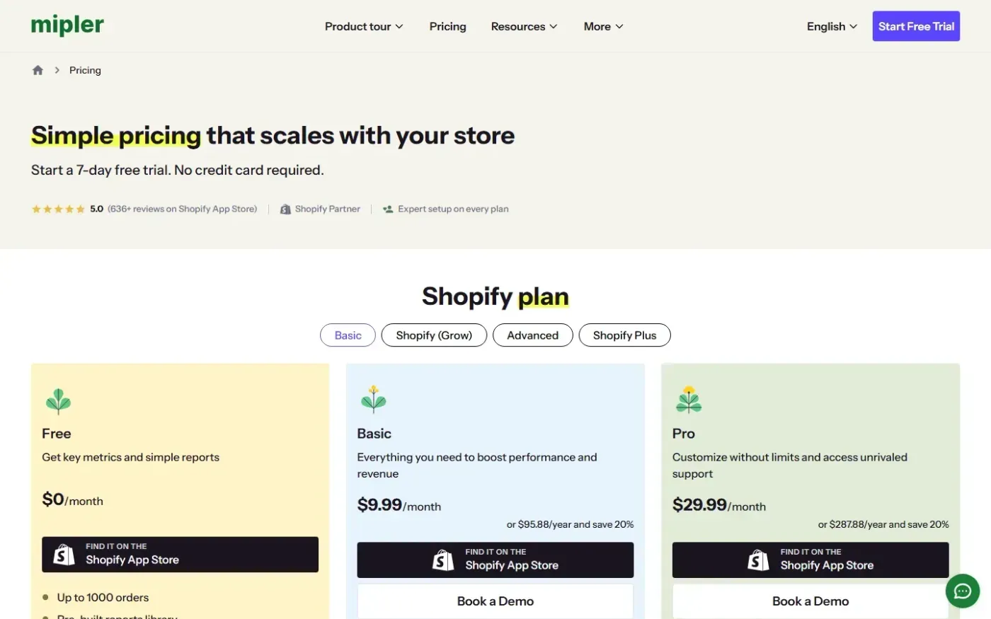 Mipler — Pricing page