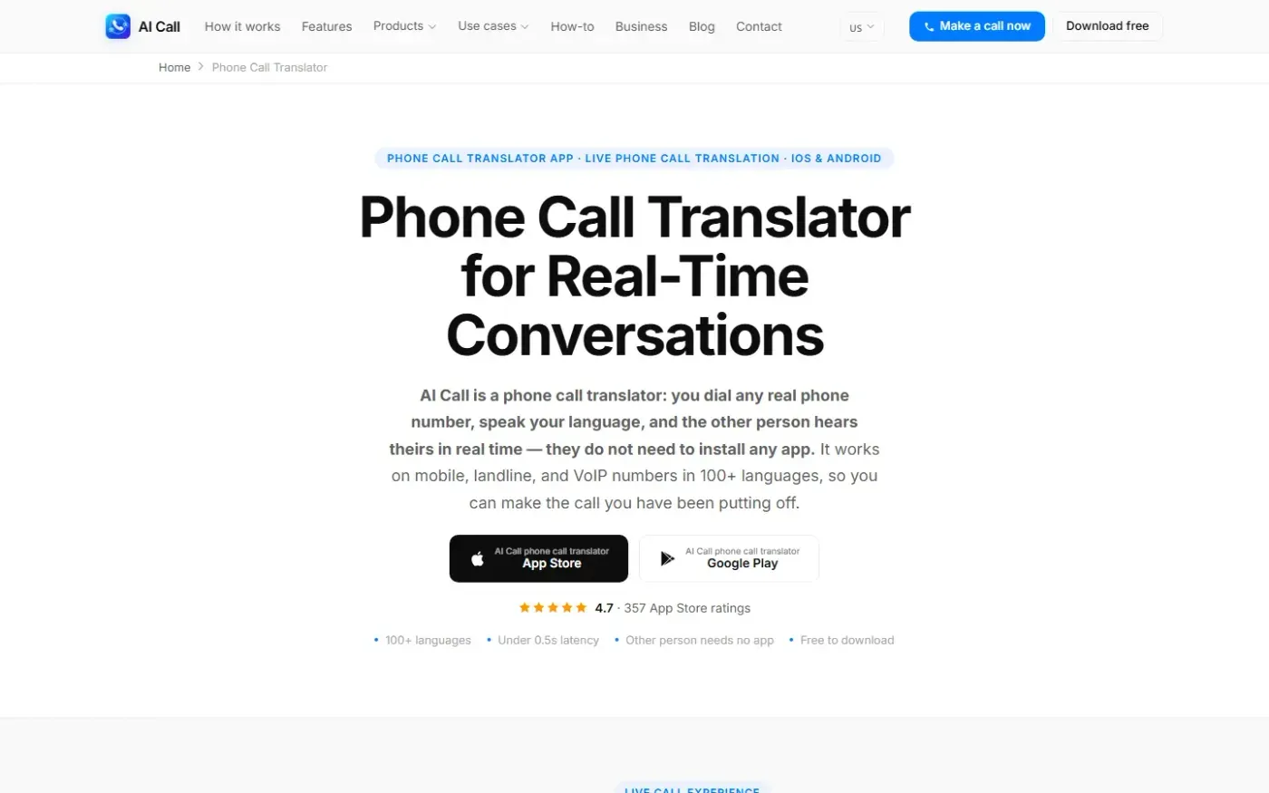 1aicall — Phone call translator page