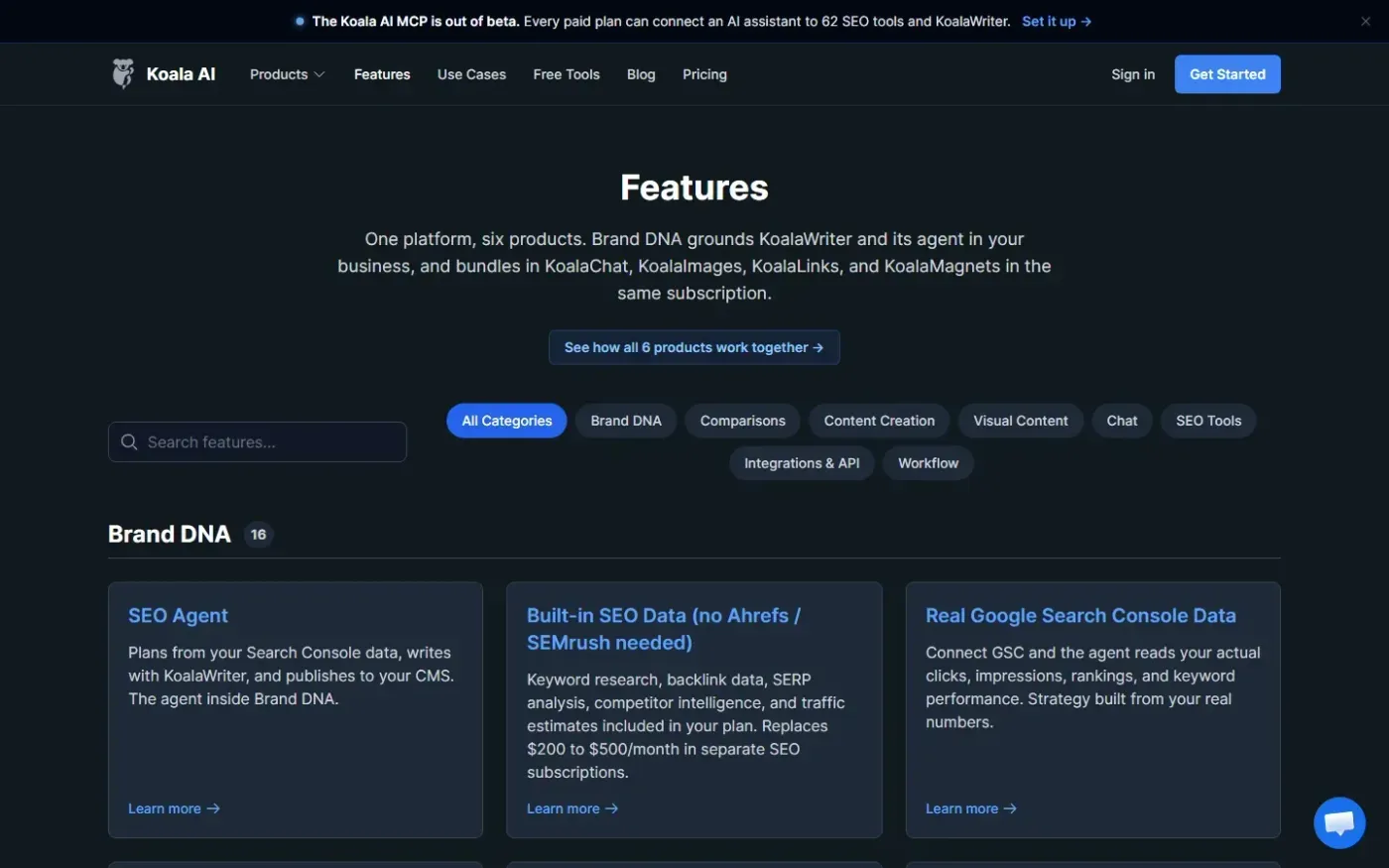 Koala — Features page