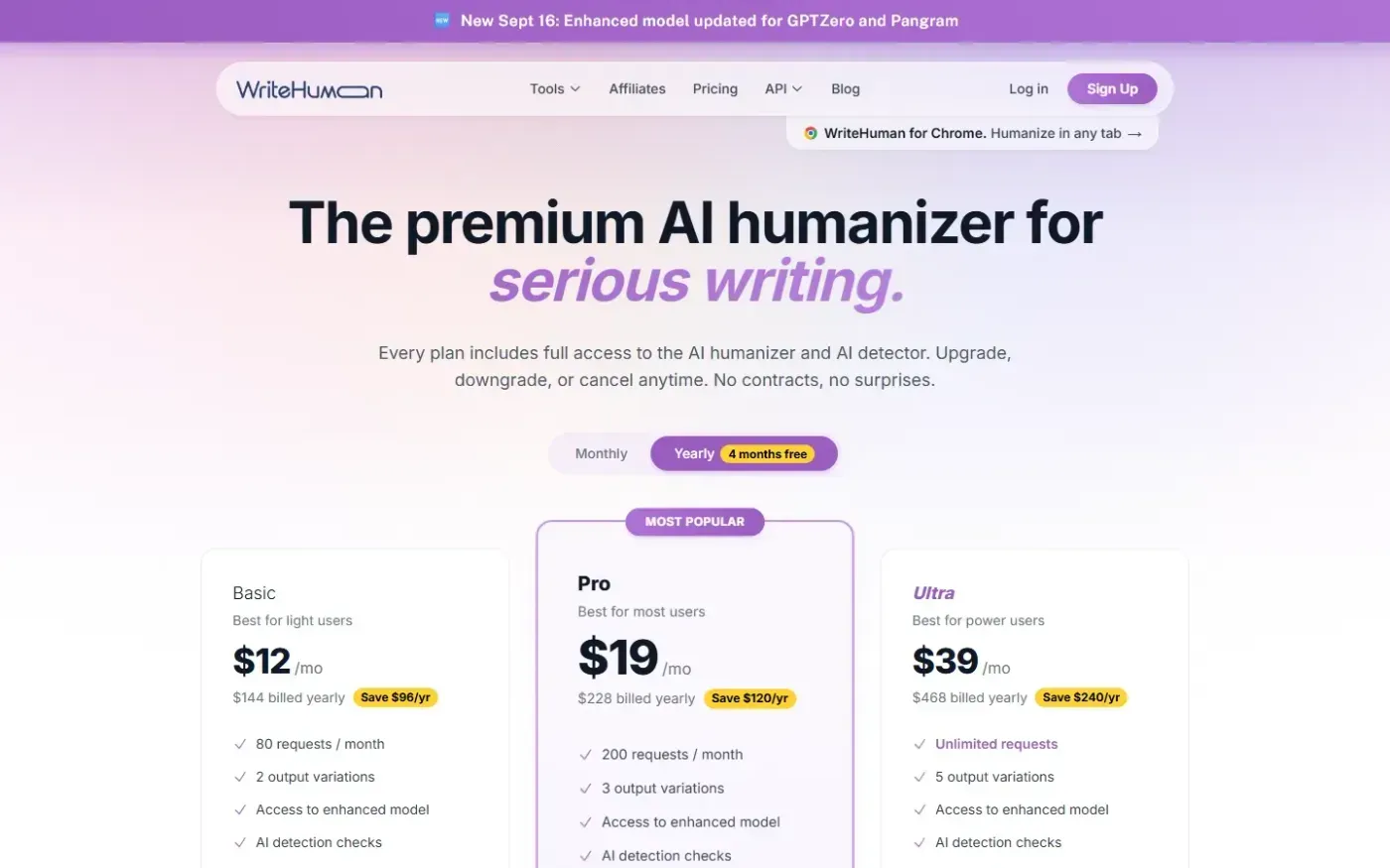 Writehuman — Pricing page