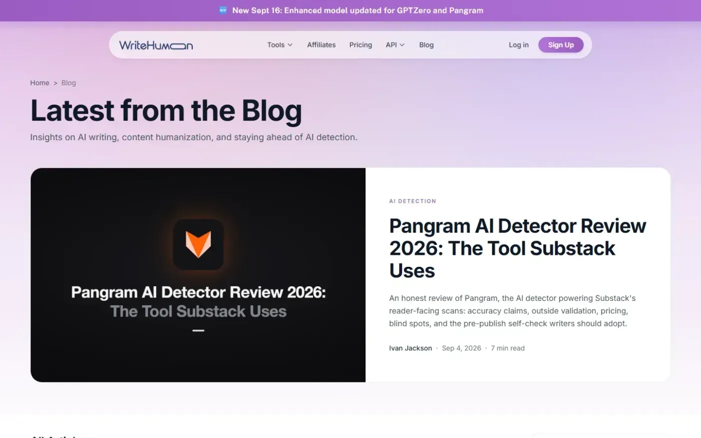 Writehuman — Blog page