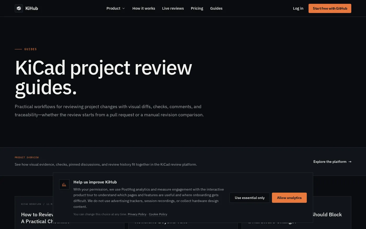 KiHub — Hardware review platform for KiCad projects — Guides page