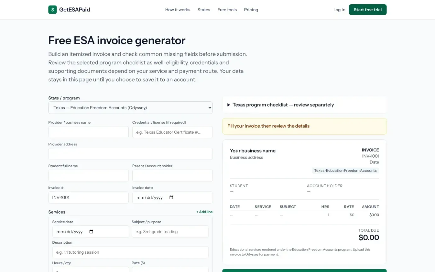 Getesapaid — Tools page