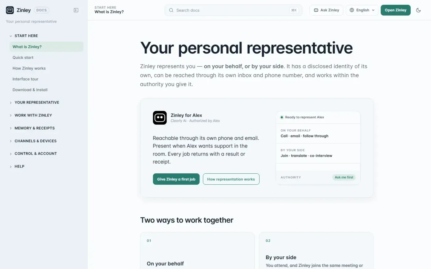 Zinley — Your Personal AI Representative for calls, email, and tasks — Home page