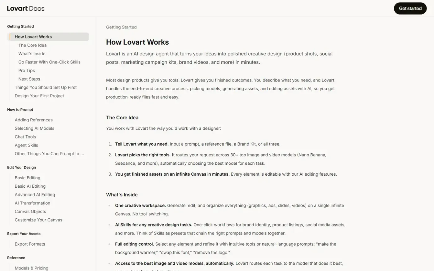 Lovart — Docs page
