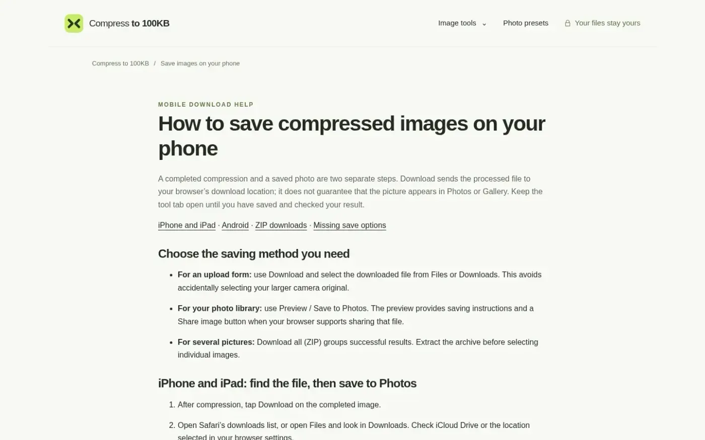 Compressto100kb — Guides page