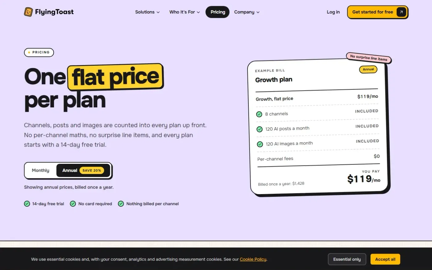 Flyingtoast — Pricing page
