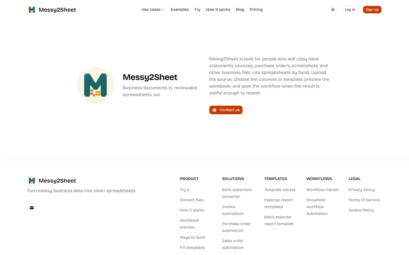Messy2sheet — About page