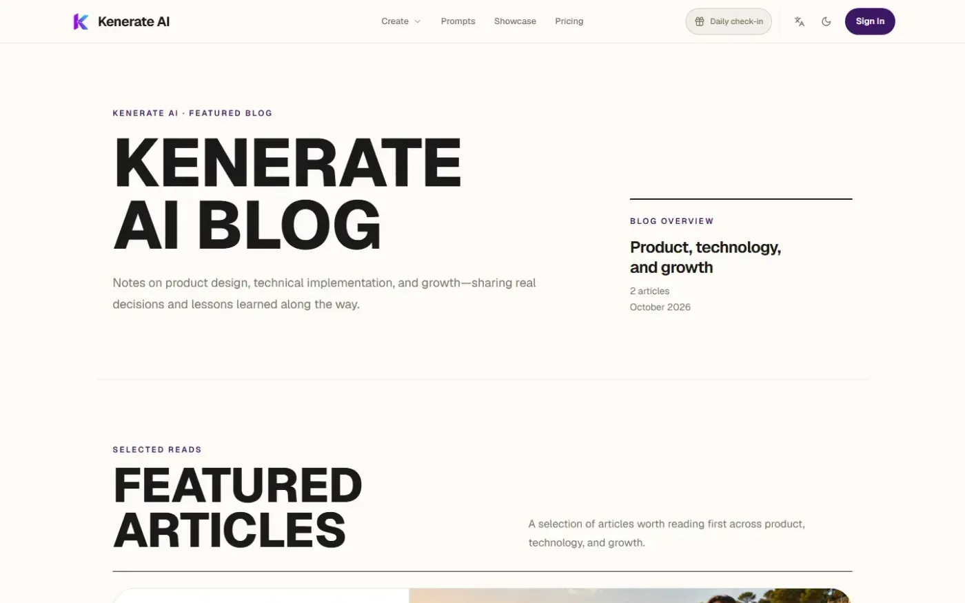 Kenerateai — Blog page