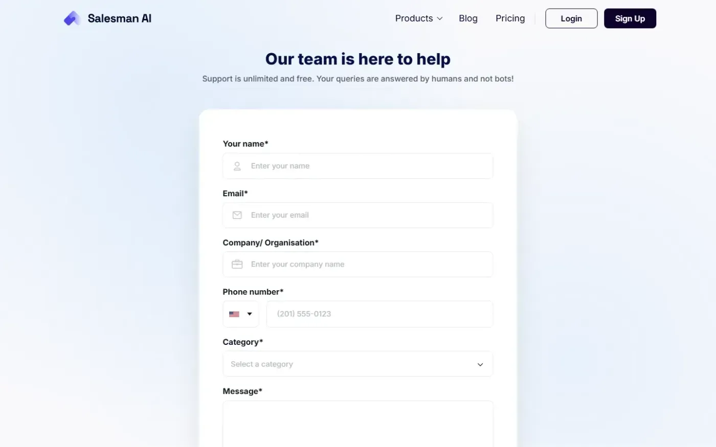 Salesman AI — The AI sales agent that turns meetings into revenue — Support page