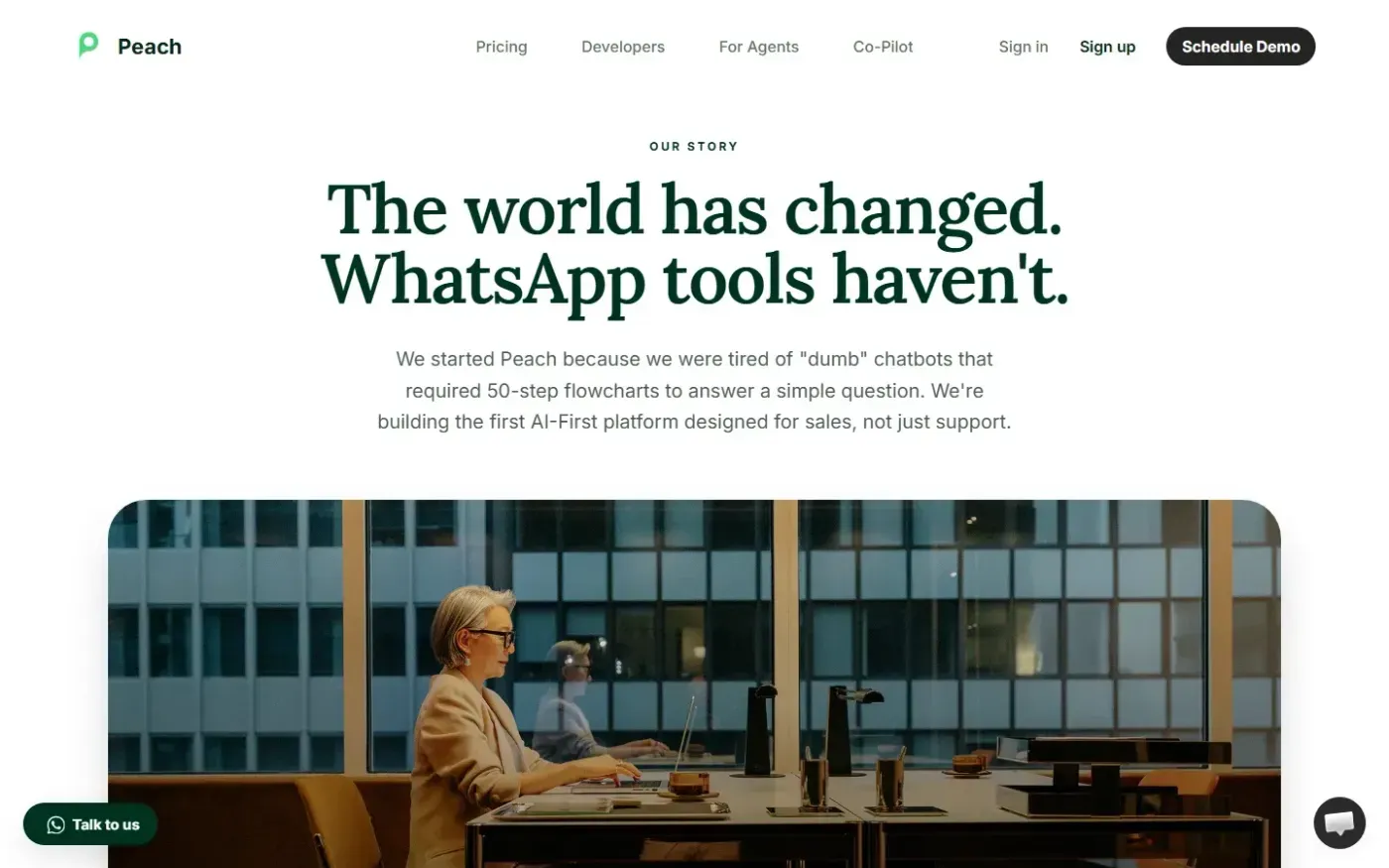 Peach Co-Pilot — WhatsApp Sidekick for busy professionals — About page