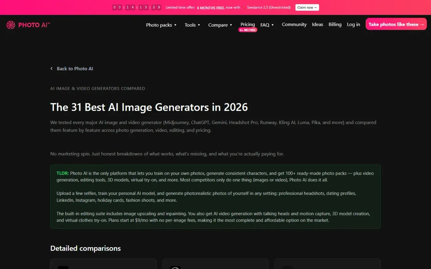 Photoai — Compare page